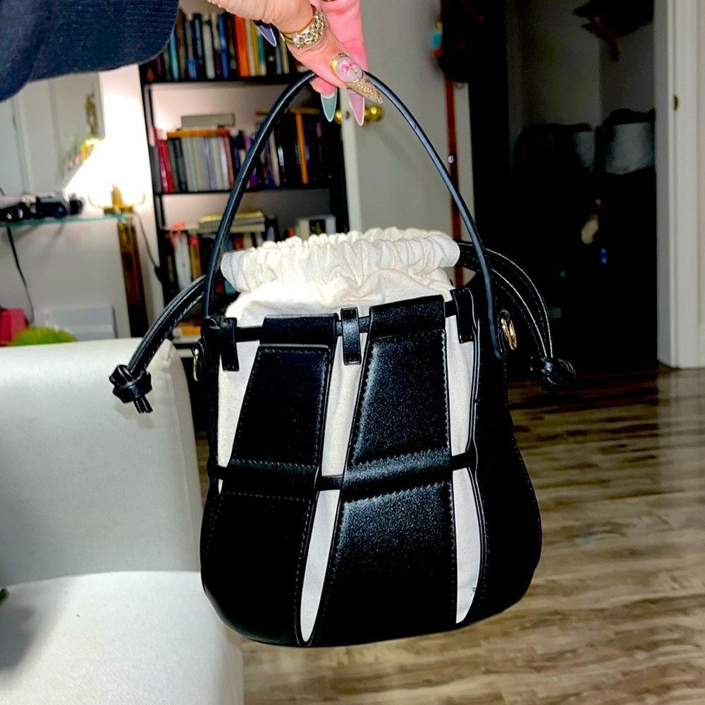 Zara leather and fabric bucket bag